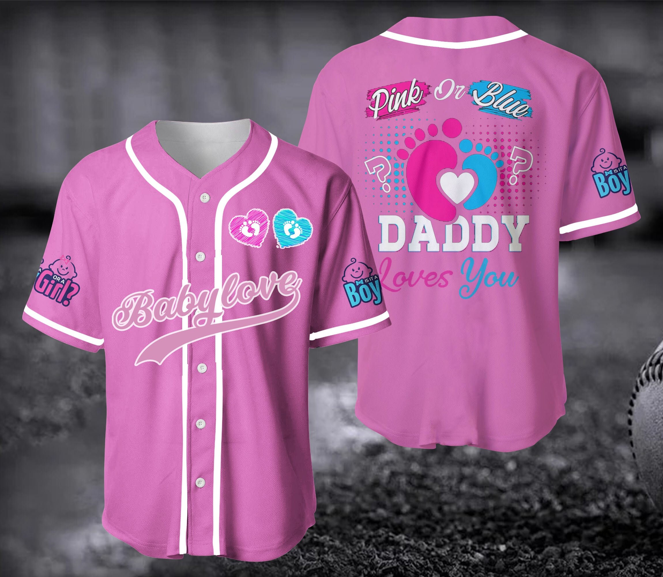 Discover Blue or Pink Baseball Jersey, Personalized Baby Reveal Baseball Jersey