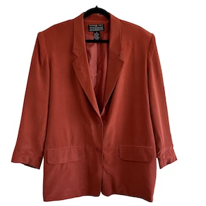 Pacific Silk & Studio Clothing Co Womens Jacket Size 14 Rust Color 2 Button Business Suit Blazer Coat