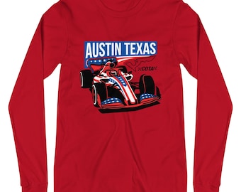 Austin Texas Racing Long Sleeve Shirt, Open Wheel Race Car Tee, Motorsport Gift for Racing Fans