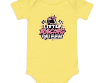 Little Racing Queen Baby Bodysuit | Baby Racing One Piece | Crown Racing Design | Gift for Newborn Girls