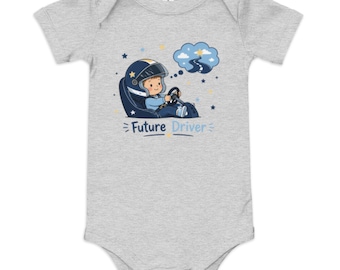 Future Driver Baby Bodysuit | Baby Racing One Piece | Steering Wheel Design | Car Enthusiast Gift for Newborns & Babies