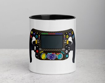 Taza con volante de F1 y color en el interior