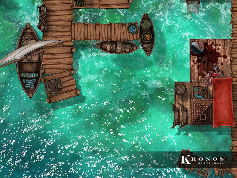 Fishing Village Battlemap, Dnd Battle Map, D&D, Dungeons and Dragons