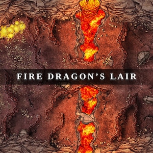 Fire Dragon's Lair, Mapa de Batalha Digital, 4K, Mapa de Batalha DnD, D&D, Dungeons and Dragons, 5e, Roll20, Fantasy Grounds, Fundição, VTT