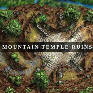 Ruines du temple de montagne, Carte de bataille numérique, Carte de bataille DnD, Carte de bataille numérique, 5e, Roll20, Fantasy Grounds, Fonderie, VTT, Carte numérique