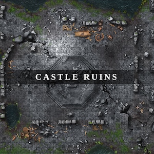Mapa de batalha das ruínas do castelo, mapa de batalha DnD, D&D, mapa de batalha, Dungeons and Dragons, 5e, Roll20, Fantasy Grounds, fundição, VTT, mapa digital