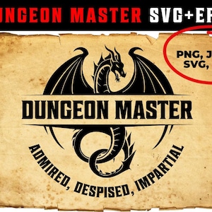 Dungeon Master Logo Emblem, D & D Symbole, SVG PNG EPS JPEG-Bilder, D20, Klassen Symbole, Barbarian svg, Zauberer svg, Kämpfer svg