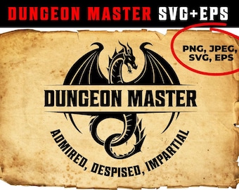 Dungeon Master Logo Emblem, D&D symbols, SVG PNG EPS Jpeg Images, D20, Class Symbols, Barbarian svg, wizard svg, fighter svg