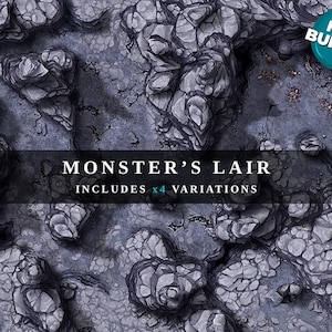 Mapa de Batalha Digital Monster's Lair, Mapa de Batalha DnD, Mapa de Batalha Digital, 5e, Roll20, Fantasy Grounds, Foundry, VTT, Mapa Digital