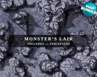 Monster's Lair Battle Map: DnD 5e, VTT, Grid & Gridless (Digital Download)