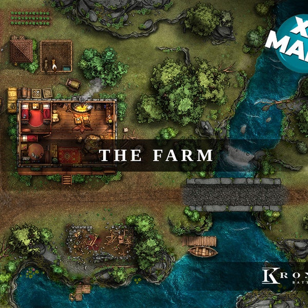 The Farm Battlemap, DnD Battle Map, D&D, Battle Map, Dungeons and Dragons, 5e, Roll20, Fantasy Grounds, Foundry, VTT, Digital Map