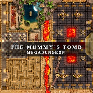 La tombe de la momie - Carte de bataille numérique, carte de bataille du D&D, carte de bataille numérique, 5e, rouleau 20, Fantasy Grounds, fonderie, VTT, carte numérique
