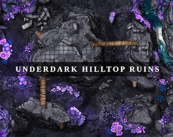 Underdark Hilltop Ruins Battle Map: DnD 5e Digital Download