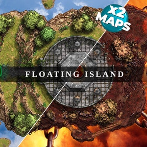 Carte de bataille numérique de l'île flottante + Avernus, carte de bataille du D&D, carte de bataille numérique, 5e, rouleau 20, Fantasy Grounds, fonderie, VTT, carte numérique