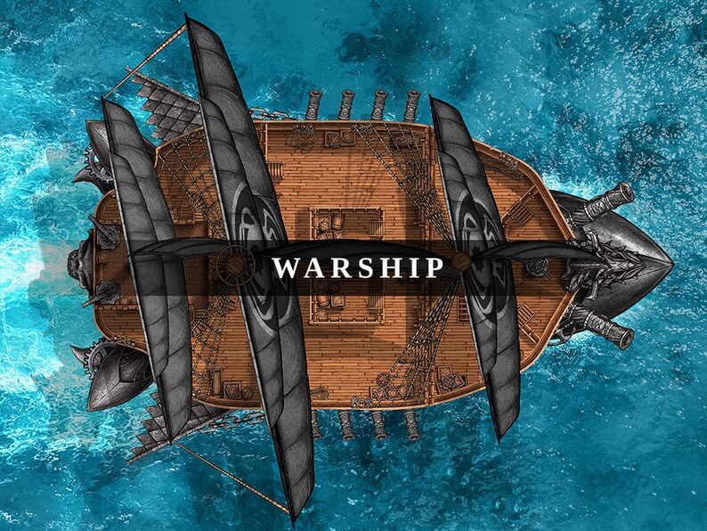Warship, Boat Battlemap, 4k, Dnd Battle Map, D&amp;D, Dungeons and Dragons ...