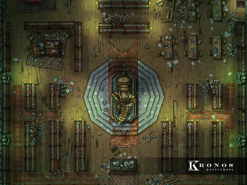 Abandoned Library Ruins Battlemap, Dnd Battle Map, D&D, Battle Map ...