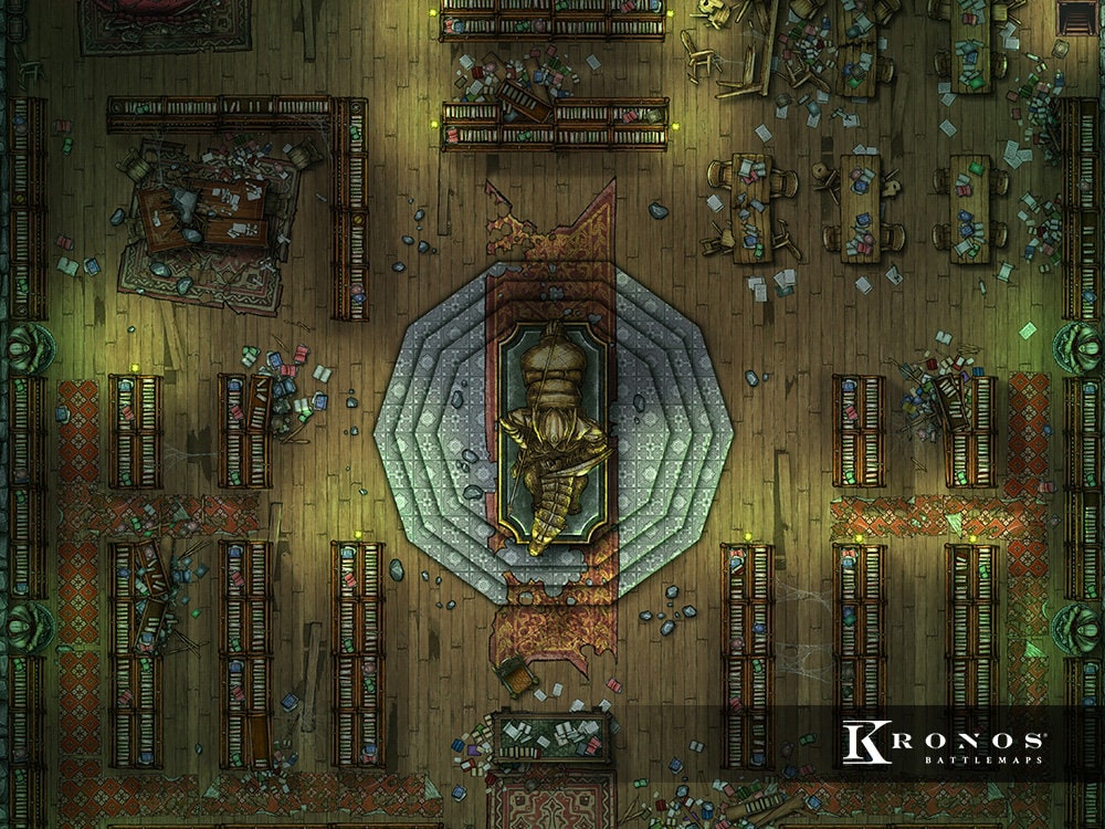 Abandoned Library Ruins Battlemap, Dnd Battle Map, D&D, Battle Map ...