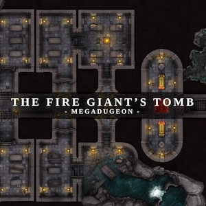 Fire Giant's Tomb Digital Battlemap, DnD Battle Map, D&D, Battle Map, Donjons et Dragons, 5e, Roll20, Fantasy Grounds, Foundry, VTT