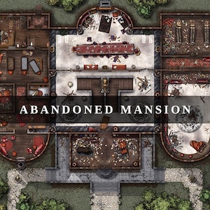 Abandoned Mansion, DnD-gevechtskaart, D&D-gevechtskaart, RPG-gevechtskaart, Dungeons and Dragons, 5e, Roll20, Owlbear-rodeo, Foundry, VTT