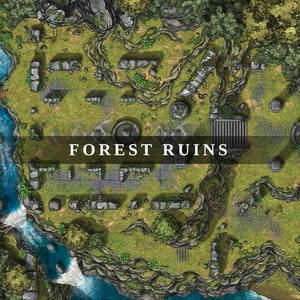 Forest Ruins Digitale Map, DnD Karte, Digitale Karte, 5e, Roll20, Fantasy Grounds, Gießerei, VTT, Digitale Karte