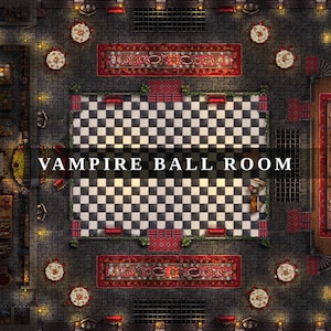 Vampire Ballroom, Spielfeld, Map, D&D, Spielfeld, Map, Dungeons and Dragons, 5e, Roll20, Fantasy Bases, Gießerei, VTT, Digitale Karte