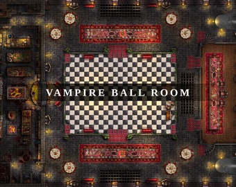 Vampire Ballroom, Battlemap, DnD Battle Map, D&D, Battle Map, Dungeons and Dragons, 5e, Roll20, Fantasy Grounds, Foundry, VTT, Digital Map