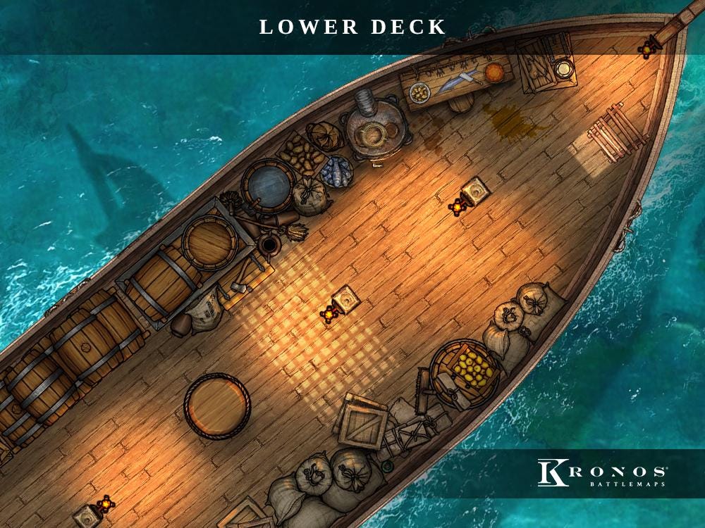 Small Sailing Ship Battlemap: Two Deck RPG Map (digital Download) - Etsy