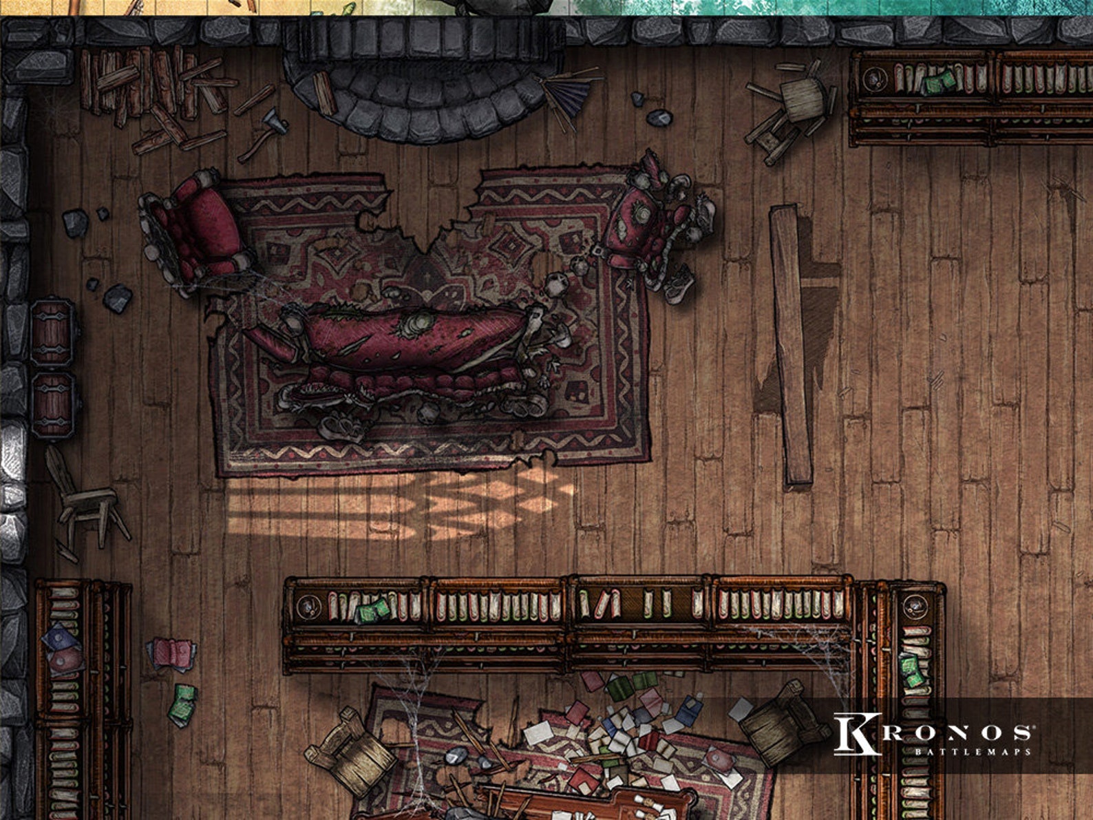 Abandoned Library Ruins Battlemap, Dnd Battle Map, D&D, Battle Map ...