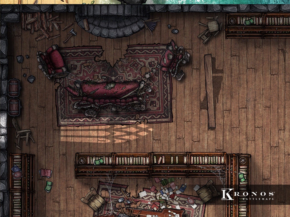 Abandoned Library Ruins Battlemap, Dnd Battle Map, D&D, Battle Map ...