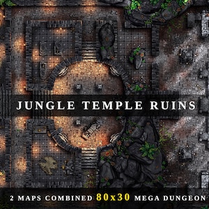 Jungle TempelruinenBattle Map, DnD Karte,Dungeons and Dragons, 5e, Roll20, Fantasy Blöckchen, Gießerei, Digitale Karte