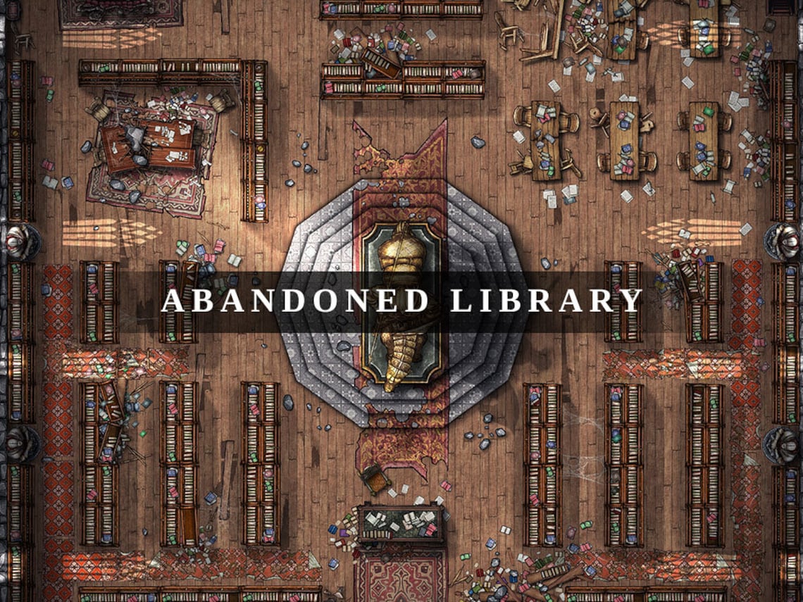 Abandoned Library Ruins Battlemap, Dnd Battle Map, D&D, Battle Map ...