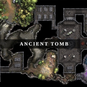 Tumba Antiga, Mapa de Batalha DnD, D&D, Mapa de Batalha, Dungeons and Dragons, 5e, Roll20, Fantasy Grounds, Foundry, VTT, Mapa Digital