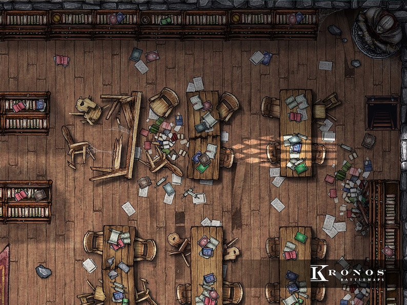 Abandoned Library Ruins Battlemap, Dnd Battle Map, D&D, Battle Map ...