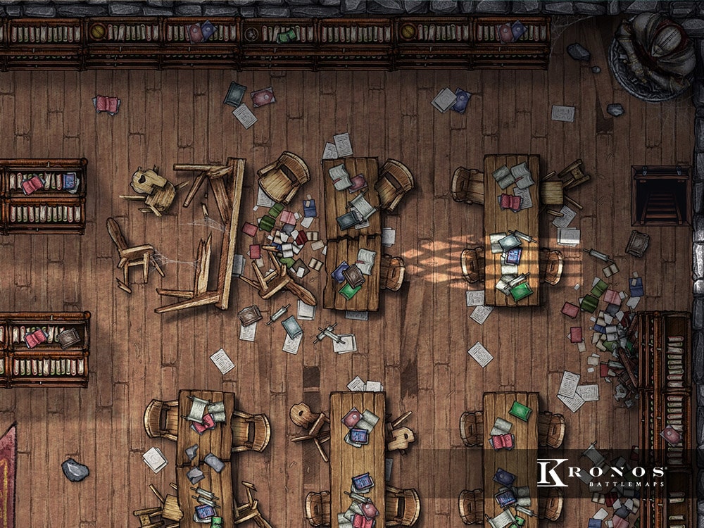 Abandoned Library Ruins Battlemap, Dnd Battle Map, D&D, Battle Map ...