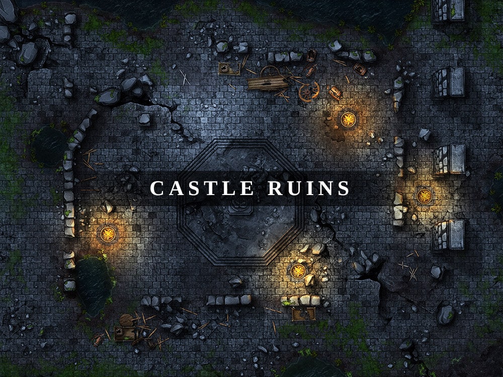 Castle Ruins Battlemap, Dnd Battle Map, D&D, Battle Map, Dungeons and