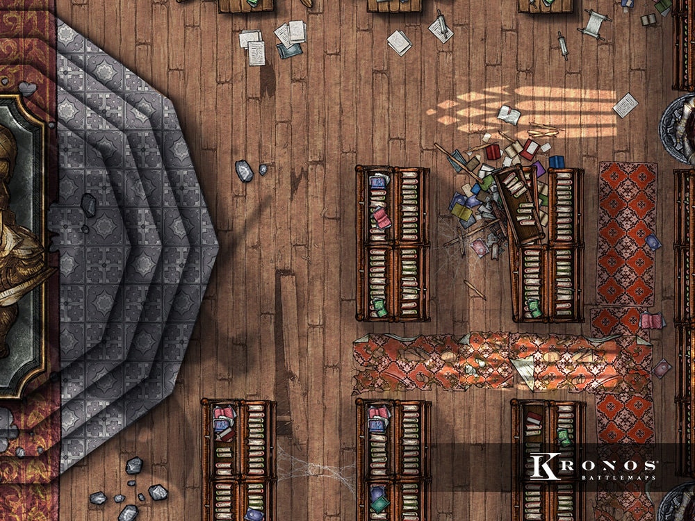 Abandoned Library Ruins Battlemap, Dnd Battle Map, D&D, Battle Map ...