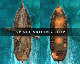 Small Sailing Ship Battlemap: Two Deck RPG Map (Digital Download)