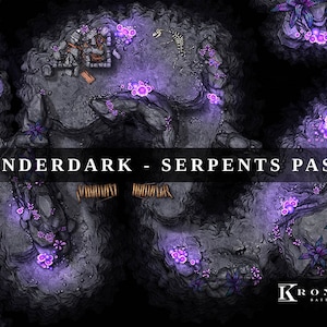 Underdark Serpents Pass, 4k, DnD Map, D&D, 3D Karte, Dungeons and Dragons, 5e, Roll20, Fantasy Blöckchen, Gießerei, VTT, Digitale Karte