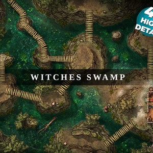 Witches Swamp Batlion Map, DnD Map, 5e, Roll20, Fantasy Map, Fantasy Base, Gießerei, Digitale Karte