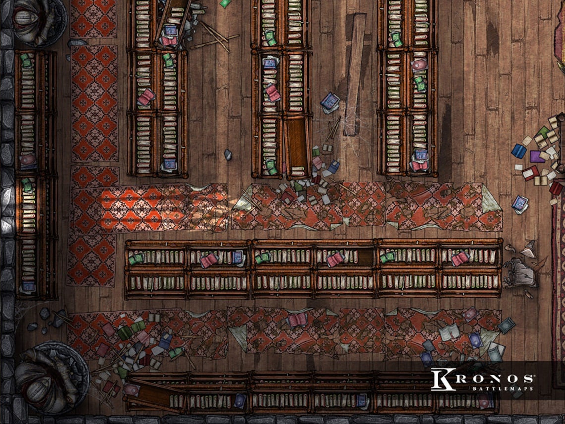 Abandoned Library Ruins Battlemap, Dnd Battle Map, D&D, Battle Map ...