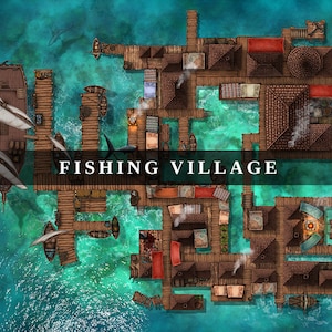 FischerdorfBattle Map, D&D,Dungeons and Dragons, 5e, Roll20, Fantasy Blöckchen, Gießerei, Digitale Karte