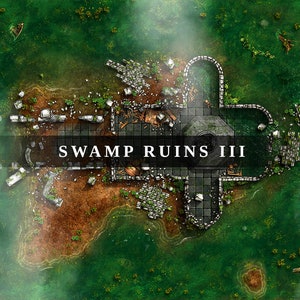 Swamp Ruins 3 - Battlemap, DnD Battle Map, Battle Map, Donjons et Dragons, 5e, Roll20, Fantasy Grounds, Foundry, VTT, Carte numérique