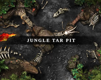Jungle Tar Pit Digital Battlemap: 40x30 Grid, 5e, VTT (Digital Download)