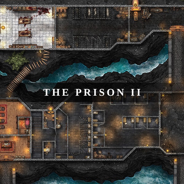 The Prison II Battlemap, DnD Battle Map, D&D, Battle Map, Dungeons and Dragons, 5e, Roll20, Fantasy Grounds, Foundry, VTT, Digital Map