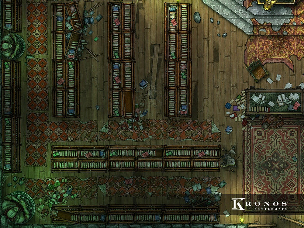 Abandoned Library Ruins Battlemap, Dnd Battle Map, D&D, Battle Map ...