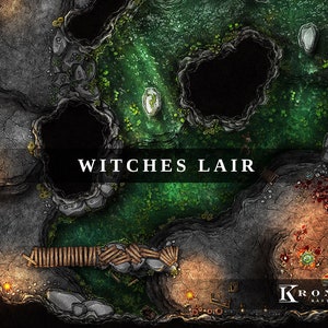 Witches Lair Battlemap, 4k, DnD Battle Map, D&D, Battle Map, Dungeons and Dragons, 5e, Roll20, Fantasy Grounds, Foundry, VTT, Digital Map