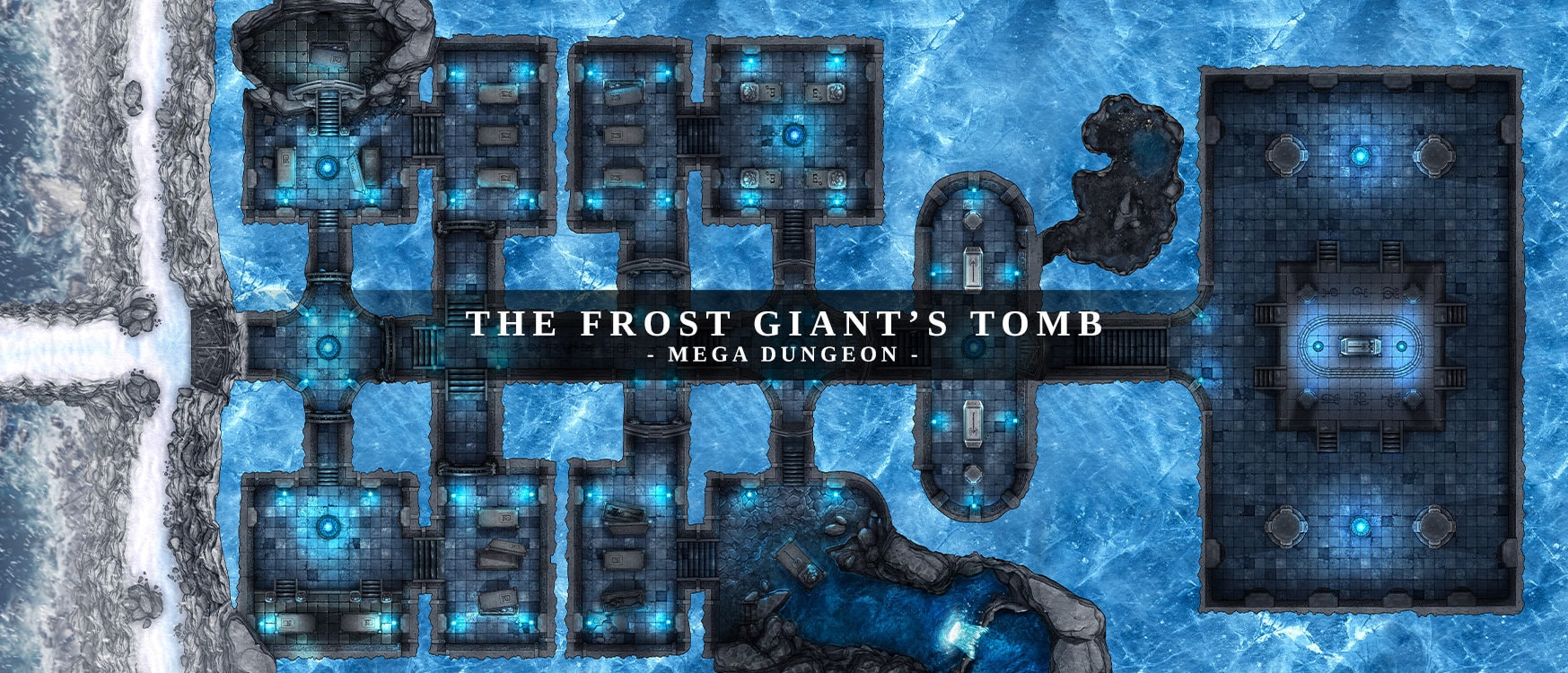 Frost Giant's Tomb Digital Battlemap, DnD Battle Map, Digital Battle Map, 5e, Roll20, Fantasy Grounds, Foundry, VTT, Digital Map