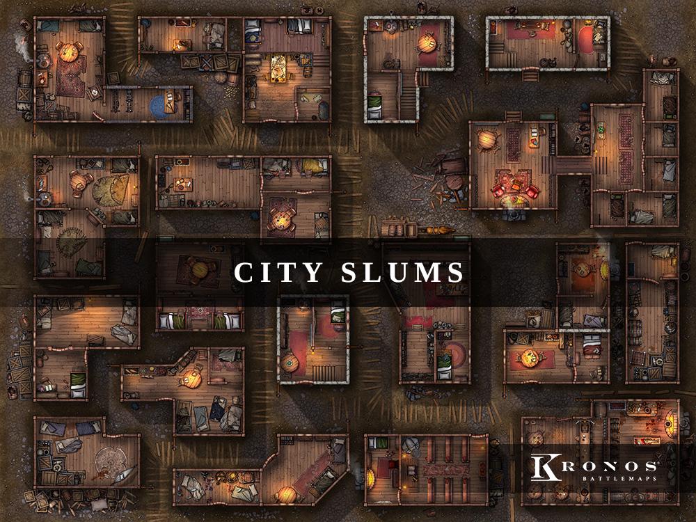 City Slums Battlemap: DnD 5e Digital Map (VTT)