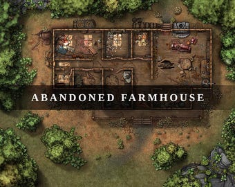 Abandoned Farmhouse Battlemap: RPG Tabletop Map (Digital Download)
