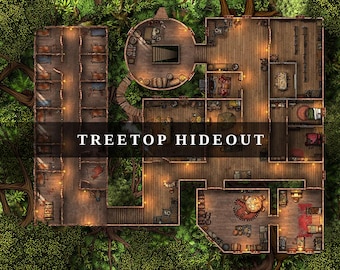 Treetop Hideout Prison 4k D&D Battle Map, (Digital Map)